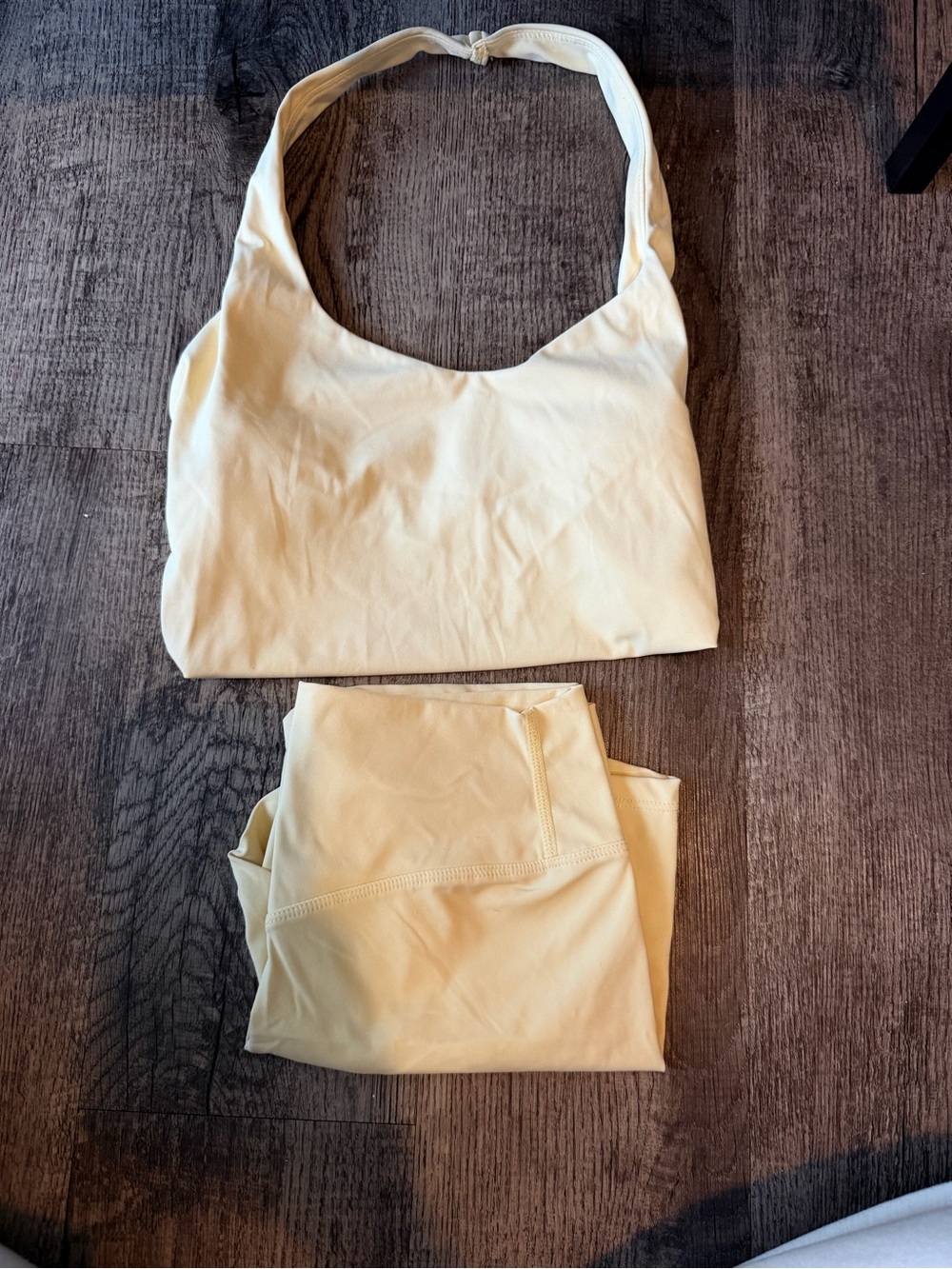 Women’s Cream Halter Sports Bra & athletic shorts Set